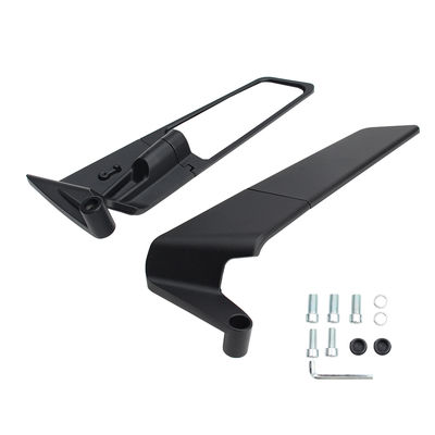 Universal Black Aluminum Alloy Glass Motorbike Wing Rearview Side Mirrors Large Wing Mirror