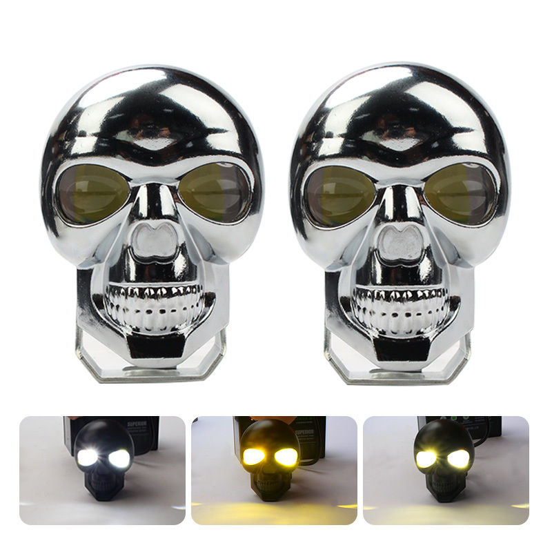 3inch  40W Dual Color Led Spotlight Auxillary Motorcycle External Spotlight Skull Motorcycle Headlight Fog Lamp
